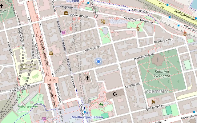 Map showing Svartensgatan 10, Stockholm